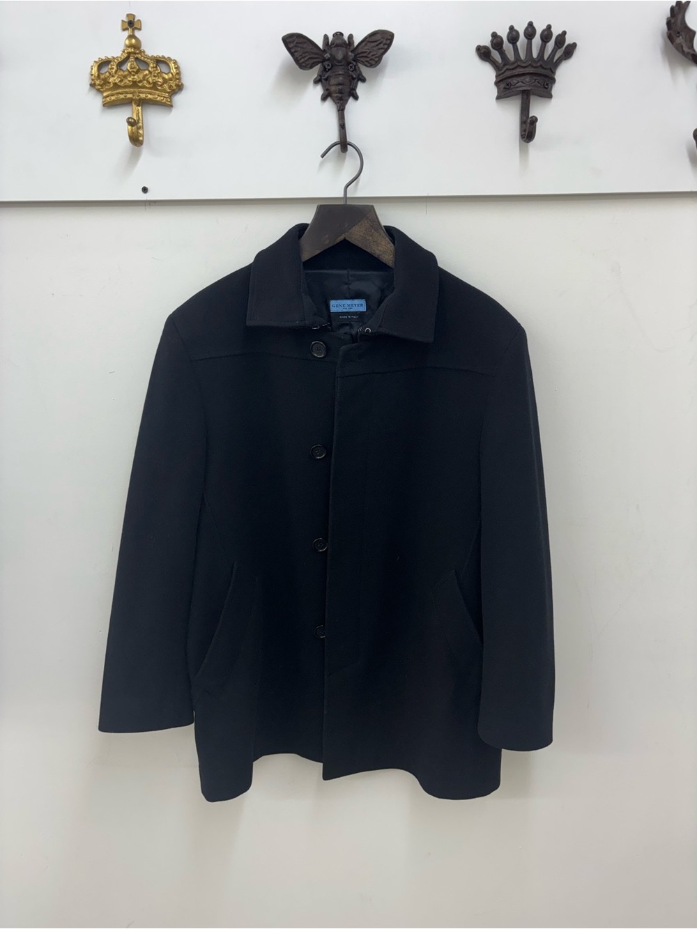 Gene Meyer Men's Black Wool Pea Coat size M